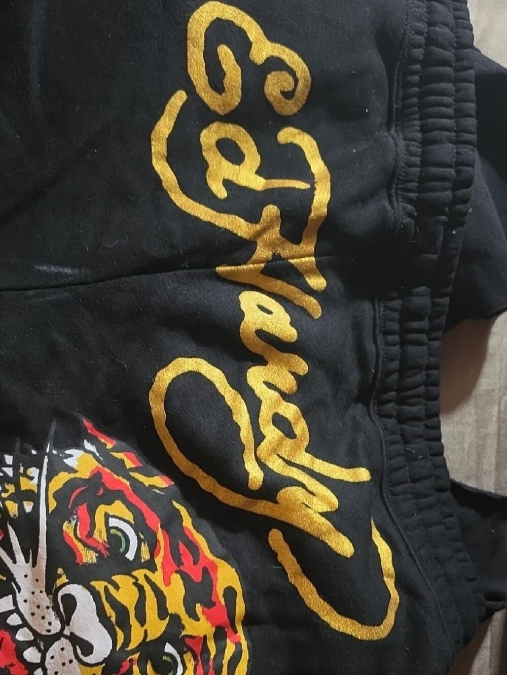 Ed Hardy Black Kids Short Sleeve Tee with Tiger Graphic
